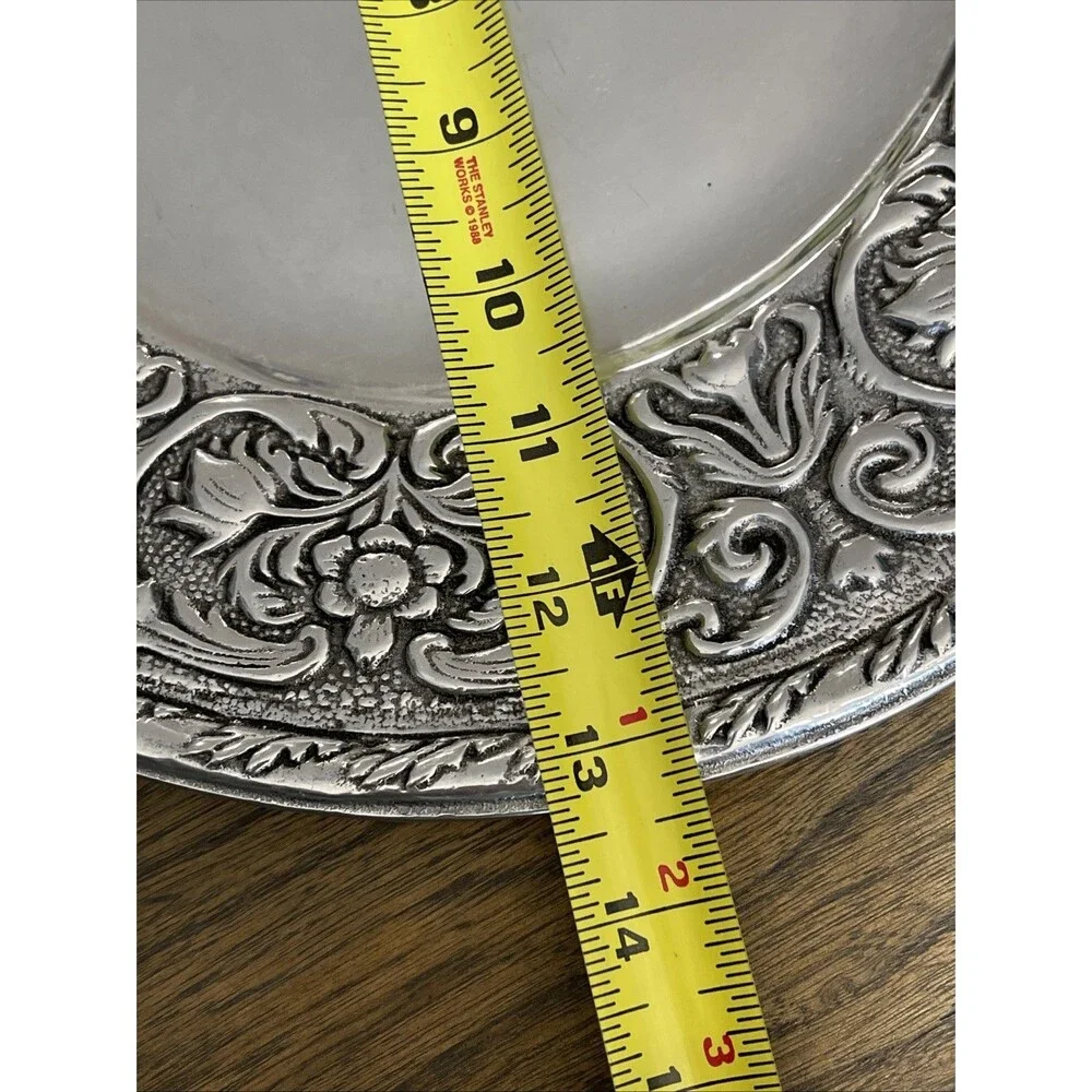 Wilton Armetale Pewter “William and Mary” Round Platter Tray Plate Charger 13”
